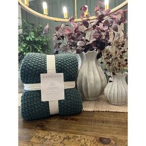 King Knit Blanket Dark Teal - Casaluna NEW
